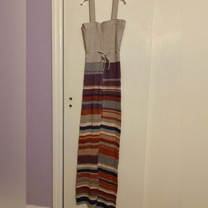 Sansha Striped Knit full length ballet warmups with Tie Waist - Multi